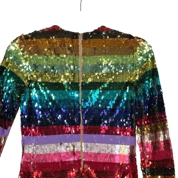 Mac Duggal 93724 Rainbow Sequin Long Sleeve Mini Cocktail Dress2